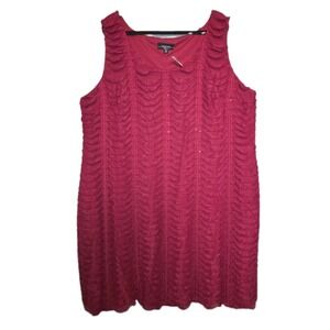 R&M RICHARDS WOMAN 3XL Dress Cocktail Red Tiered Ruffle Sequins Comfort Stretch‎